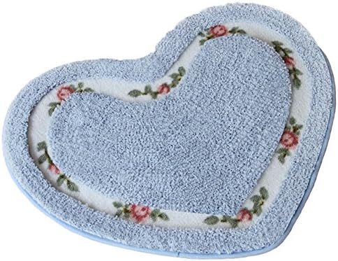 Microfiber Non Skid Bath Mat Bathroom Mat Rose Pattern Floral Shower Rugs Doormat (Blue)