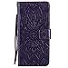 Produktbild Chreey iPhone 7 Plus/iPhone 8 Plus Hülle, [Prägung Indische Sonne] Lederhülle Sonnen Blume Brieftasche Wallet Tasche Magnet Flip Case Handyhülle Etui mit Kartenfach Ständer [Lila]