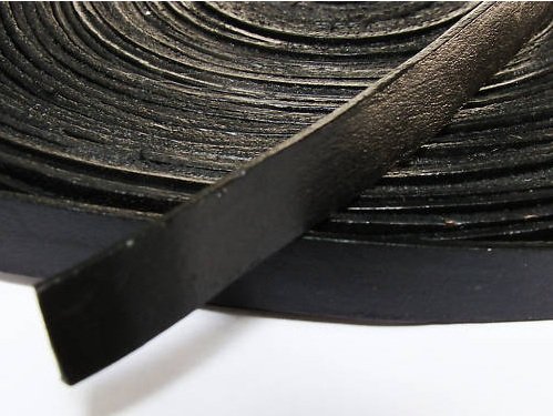 Lederband, Lederriemen 5 m. Breite 9-10 mm. Dicke 2,5 mm. Schwarz