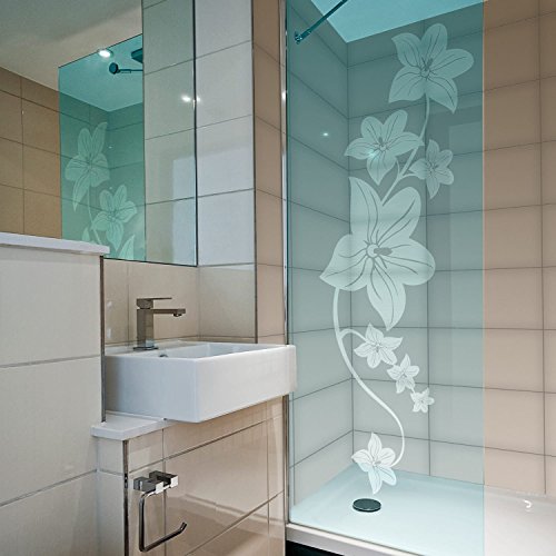 atFoliX Glasdekorfolie Hawaiiblume 3 teilig Strukturfolie Edelstahl gebürstet FX-Sticker Sichtschutz Aufkleber