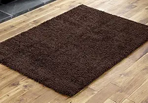 Parshuramsales Modern Polyester Anti Slip Shaggy Rug and Carpet Doormat Bathmat for Your Home Living Room (Coffee, 40x60 cm)