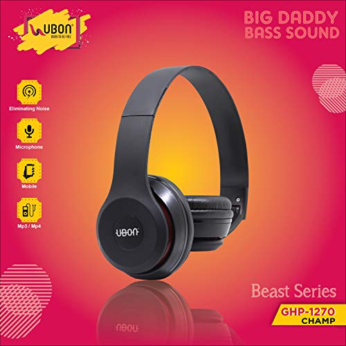 UBON GHP-1270 Champ on Ear Headphone with UBON Bass and mic - Color Black