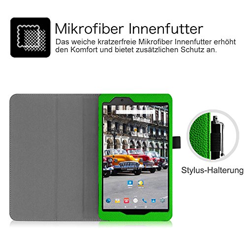 Fintie Odys Syno 8 Hülle Case – Slim Fit Folio Kunstleder Schutzhülle Cover Tasche mit Ständerfunktion und Stylus-Halterung für Odys Syno 20,3 cm (8 Zoll) Tablet-PC, Grün - 6
