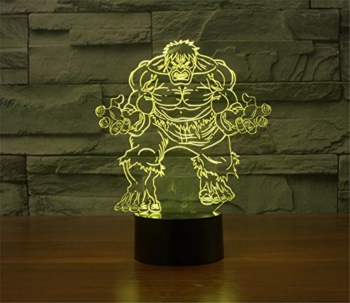 SmartEra® 3D Optical Illusion 2016 nuovo Hulk Pannello di modello di illuminazione notturna 7 cambiamento di colore del pulsante tattile USB scrittorio LED lampada da tavolo luce