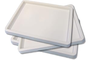 ESSENTIAL ARTS Set of 3 White Inking Tray Craft Paint Palette by Major Brushes 25cm × 20cm Sturdy Plastic Mixing Tray for Rollers