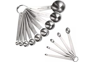 CLVEDU 14PCS Measuring Spoons Set Stainless 1 tbsp, 1/2 tbsp, and 1-1/64tsp Steel Measuring Spoons Teaspoon Measuring Spoons for Cooking Baking Spice Jars and Liquid Ingredients