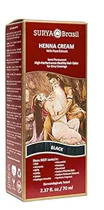 Surya Brasil BLACK Hair Color ( Pack of 2 ) | Semi-Permanent No Ammonia | 100% Vegan Hair Color with Plant Extracts Henna Cream Treatment | 70 ml