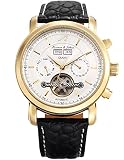 KS Herren Armbanduhr Uhren für männer Automatische Mechanische Edelstahl Leder Armband Lederband Tourbillon Uhr Gold Blau KS371