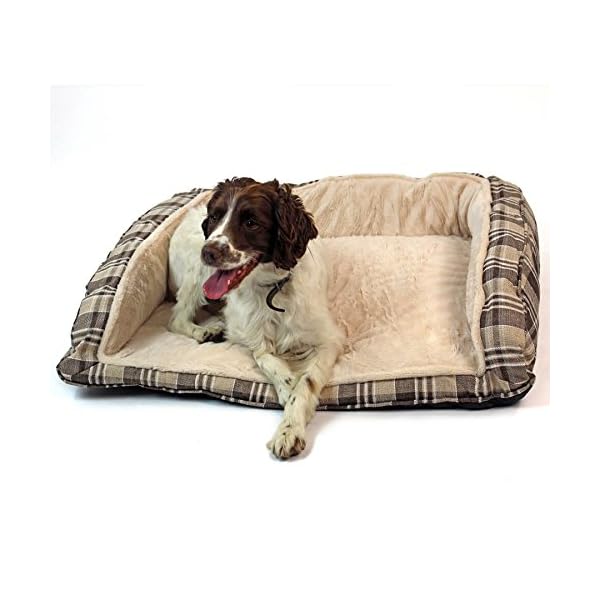 Easipet Deluxe Orthopaedic Soft Dog Sofa Bed in Tan Plaid 74001 Dogs.co.uk