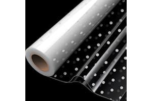LZRINUE 20m×84cm Cellophane Wrapping Roll, Clear Cellophane Wrap Roll for Hampers, Gift Wrapping, Food, Birthday Gifts, Flowers and Crafts Wrap (Silver dots)