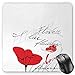 Produktbild BGLKCS Poppy Mauspads,Stylized Red Blossom with Romantic Inscription Love of Nature and Flower,Standard Size Rectangle Non-Slip Rubber Mousepad,Scarlet Black Pale Grey