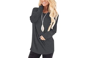 WNEEDU Donna Magliette Maniche Lunghe Casual Tunica T-Shirt Felpa Girocollo Tops
