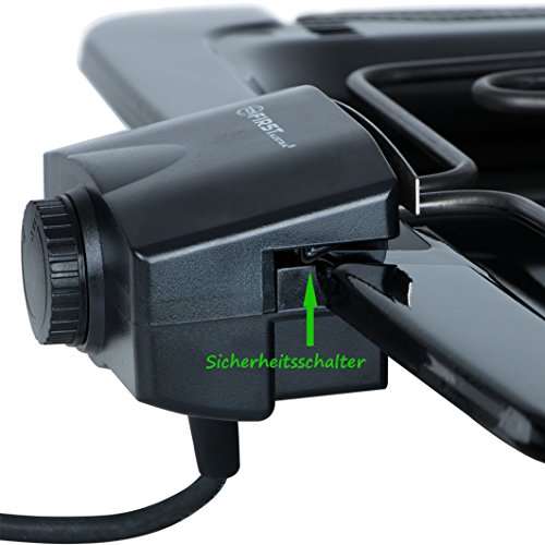 2000 Watt Elektro Grill mit Temperaturregler und Wärmereflektor Gartengrill mit Standfüßen Grillfläche: 45cm x 22cm Inklusive Windfang Barbecue Elektrisch BBQ Tischgrill - 6