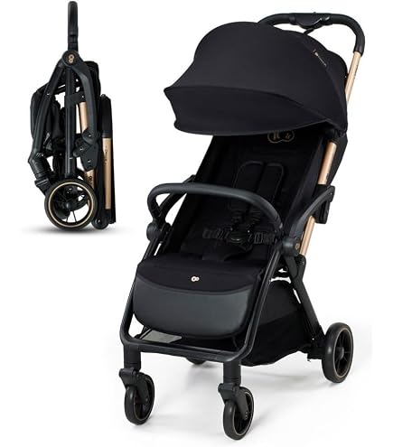 Poussette Canne Kinderkraft GRANDE PLUS - Naissance à 22kg, Pliage Une Main, 4 Roues Amorties, Gris