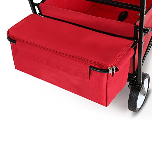 IKAYAA Bollerwagen Handwagen Transportwagen Klappbar mit Dach TC4208 Rot - 2