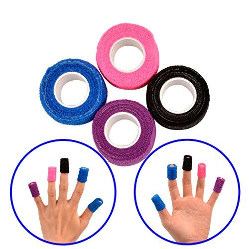 inkint 4 Rolls Self-adhesive Elastic Nail Art Finger Bandage 2.5cm*4.5m Manicure Protective Wrap Tape Bandage for Skin Protection