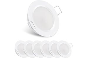 acegoo Foco LED Empotrable Techo 12V Downlight Regulable 2,5W Bianco 3000K, 6 Pieza IP64 Panel Redondo Extraplano Iluminacion, para Autocaravana Caravana Barco Camión Cocina Baño Muebles