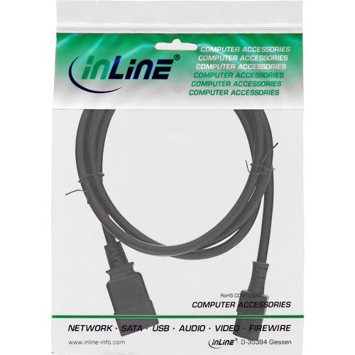 InLine 16659D Netz Adapterkabel, IEC-60320 C20 auf C13, 3 x 1,5mm², maximum 10A, 2m schwarz - 2