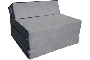 Natalia Spzoo materac fotel składany 200 x 70 x 10 cm na podłogę dostawka dla gości piankowy do auta ze zdejmowanym pokrowcem (Szary 1008)