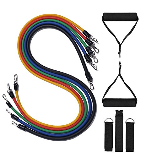 Preisvergleich Produktbild Resistance Bands Widerstandsband Set, Owade Fitnessbänder Widerstandsbandset: 5 Widerstandsbänder + Griffe, Türanker & Fußschlaufen, Für Männer & Frauen