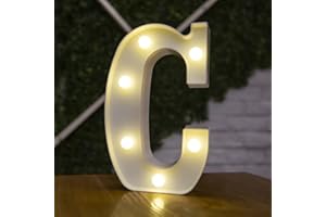 Tiardey - Luces de Letras con Forma de símbolo LED, lámparas de Mesa de plástico con Forma de Alfabeto, iesta de Cumplea?os, Boda, Todos los días, decoración para Colgar en la Pared del hogar-C