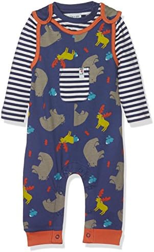 Lilly &amp; Sid Baby Boys' Moose Print Jersey Dungaree Clothing Set, Blue, 3-6 Months