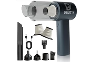 DUSTIX Cordless Handheld Vacuum Cleaner – 12kPa Suction, 2-Speed Powerful Mini Car Hoover & Blower, 4000mAh Battery, Type-C Fast Charging – Portable Vacuum for Car, Home, Desk, Keyboard (Mini Pro)