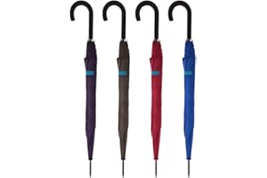 PraTiKo Life 4 Pezzi Ombrello Grande Automatico, Stecche in Fibra di vetro, Resistente al vento, Manico in Gomma, colori assortiti