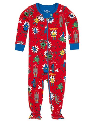 Hatley Baby Boys Infant Footed Coverall Robots Pyjama Set, Red, 9-12 Months (Manufacturer Size:6-12 Months)