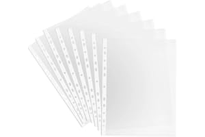 MODESH 100X A4 Punched Pockets -Top Opening White Strip Clear Plastic Embossed A4 Wallets-Ideal for Lever Arch Files Folder & Ring Binders || Pack of 100