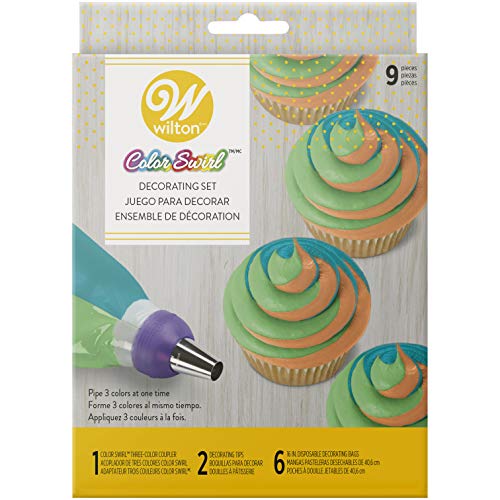Wilton Kit 9 Pezzi per Decorazioni a Tre Colori Set, Acciaio Inossidabile, Bianco/Viola