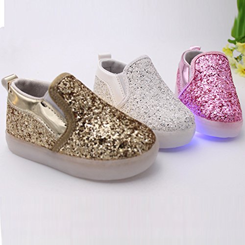 Highdas Kinder LED Licht Schuhe weiche Sohle Prewalker Prinzessin Loafer - 3