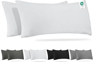 Barbons Funda de Almohada 40x90 Blanco Juego de 2-100% Algodón Jersey, Cojin para Cama - Protector 40 x 90 cm