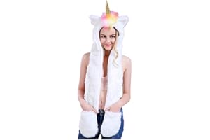 ULALAZA Bonnet d'hiver 3 en 1 en fausse fourrure avec capuche, écharpe, moufles et oreilles pour femme et fille