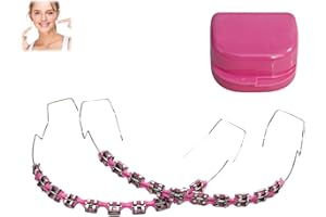 QINZIEN 2PCS, Colorful Metal Bracket and Ligature Ties,Temporary Dental Fake Braces,Tooth Decoration with Metal Wires with Hook,Teeth Straightening Kit,Fake Braces,Braces Teeth,Teeth Aligner