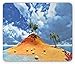 Produktbild Island Mouse Pad, Tropical Island and Palms Cloudy Flowers Stones Summer Sky Holiday Seascape, Standard Size Rectangle Non-Slip Rubber Mousepad, Blue Mustard Green