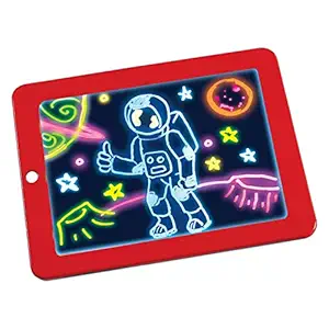 SEVENDAYS Magic Pad | Light Up LED Glow Board | Draw, Sketch, Doodle, Art, Drawing ,Write, Learning Tablet | Includes 3 Dual Side Markets, 30 Stencils and 8 Colorful Effect for Kids, As Seen On TV