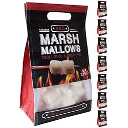 BeckyŽs 300g Marshmallows Classic, Non Teint, 6 brochettes de feu de Camp pour Griller, 8 x 300g