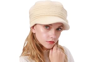 COZYAN Mujer Boina Sombrero Visor Beanie Invierno Gorra Boina Gorro de Punto Sombrero Invierno un cálido Forro Polar Gorros de Punto para Mujeres Vintage Moda Angola