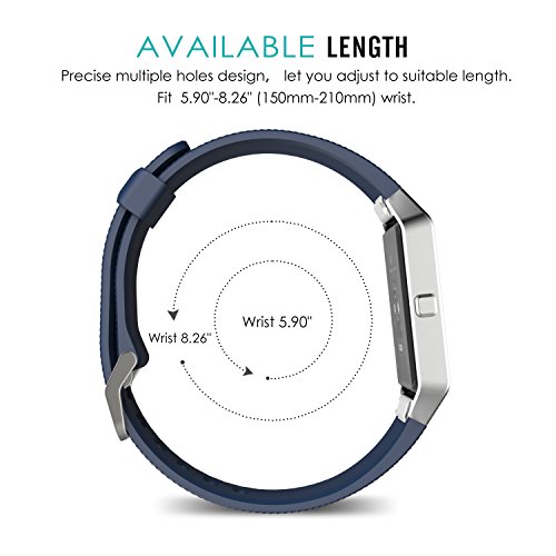 MoKo Fitbit Blaze Armband – Silikon Sportarmband Sport Band Uhrenarmband Uhr Erstatzband mit Stiftschließe aus Edelstahl für Fitbit Blaze Smart Fitness Watch, Mitternachtsblau - 5