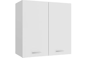 Tidyard Armadio,Armadietto,Sospeso,Pensile,da Cucina,da Parete,Moderno,con 2 Ante,in Truciolato,Bianco,60x31x60 cm,Armadio Armadietto da Cucina da Muro Moderno,Mobile per Cucina