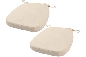 FIOVIP Cojín para Silla con Correas extraíbles, Lavable, Doble Antideslizante, Gran Elasticidad(40X38X33CM(5CM),Blanco,2 Piezas)