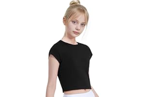 reshmena® Girls' Crop Top Kids Casual Style Plain Crop Tops Girl's T-Shirt Tee Tops Dance Wear Gymnastic Fancy Dress Everyday Fashion Girls Active Play Top