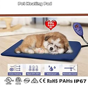 Cozywind Mascota Almohadilla Eléctrica Alfombrillas de Calefacción para Perros y Gato Impermeable Mantas de Cama Resistente a la Masticación 7 Niveles de Temperatura Ajustable,40 * 30 cm
