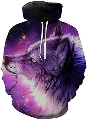 Fsanly Space Galaxy Wolf Hoodie Sweatshirt Men Women Outwear Jacket Coats Casual 3D Pullover Tracksuit Hoodies Men 4XL