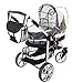 Chilly Kids Matrix II Pram & Pushchair Travel System (car seat & adapter, raincover, mosquito net, swivel wheels) 21 Black & football fever