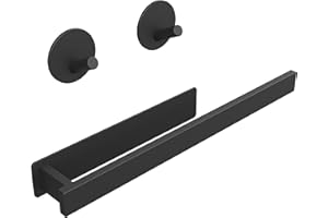 BYSER Toalleros de Baño sin Taladro-Toallero Adhesivo Baño -Set Accesorios Baño Toallero+2 Ganchos para Toallas -Acero Inoxidable 304 Toallero Negro para Baños,Pared y Cocina 39 CM Diseño Moderno