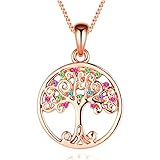 Cadeau Collier Femme Fantaisie Pendentif par Cristal de Swarovski Elements - Cadeau Noël Mariage Saint Valentin (Tree of Life)
