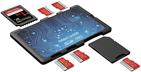 DiMeCard-SD: SD + microSD Slim Memory Card Holder Case BLUE (credit card size holder, writable label)