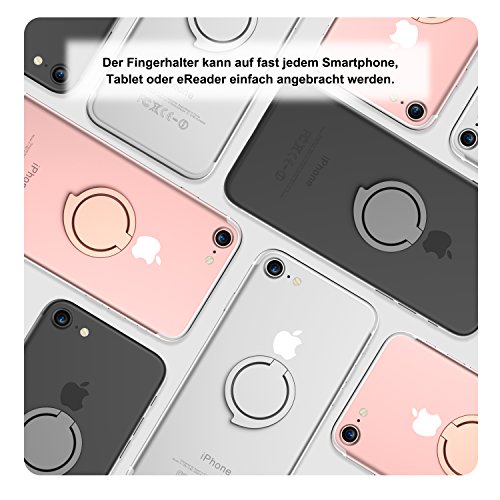 OSSKY Handy Ring Halter Handy Finger Halterung 360Â°freidrehbar Ringhalter, Smartphone Halter + StÃ¤nder mit Einhandbedienung geeignet fÃ¼r alle Handy Typ,passen Magnet Auto Griff (Schwarz)